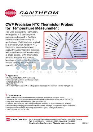 CWF3950 datasheet - CWF Precision NTC Thermistor Probes for Temperature Measurement