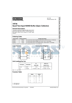 74F38SJ datasheet - Quad Two-Input NAND Buffer (Open Collector)