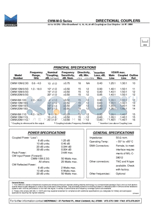 CWM-10M-9.5G datasheet - DIRECTIONAL COUPLERS