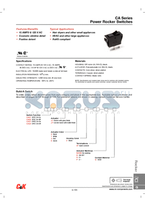 CA021207DQ datasheet - Power Rocker Switches