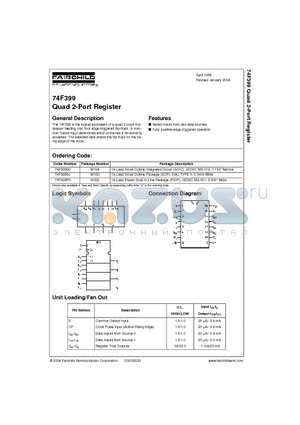 74F399PC datasheet - Quad 2-Port Register