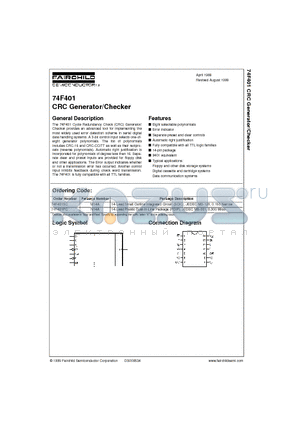 74F401 datasheet - CRC Generator/Checker