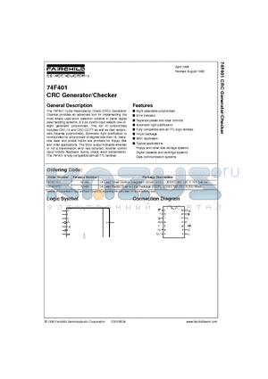 74F401PC datasheet - CRC Generator/Checker