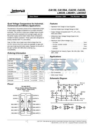 CA0239E datasheet - Quad Voltage Comparators for Industrial, Commercial and Military Applications
