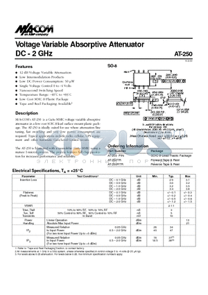 AT-250 datasheet - Voltage Variable Absorptive Attenuator DC - 2 GHz