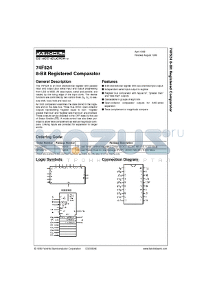 74F524PC datasheet - 8-Bit Registered Comparator