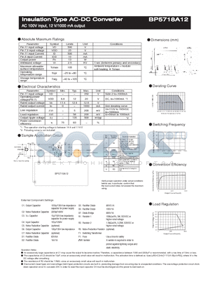 BP5718A12 datasheet - Insulation Type AC-DC Converter AC 100V input, 12 V/1000 mA output