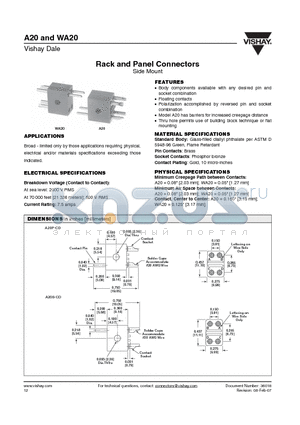 A20S-AC-A datasheet - Rack and Panel Connectors