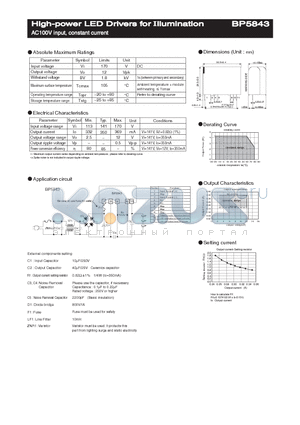BP5843 datasheet - High-power LED Drivers for Illumination AC100V input, constant current
