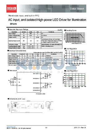 BP5870 datasheet - World wide input, and built in PFC AC input, and isolated High-power LED Driver for Illumination