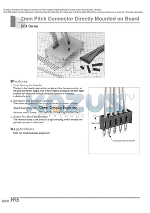 DF4-08DP-2C datasheet - 2mm Pitch Connector Directly Mounted on Board