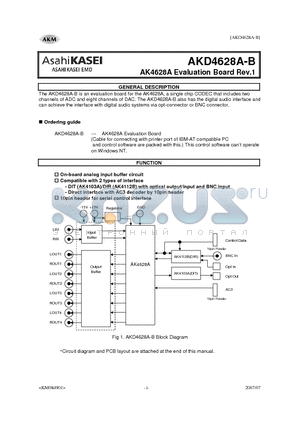 AKD4628A-B datasheet - single chip CODEC that includes two channels of ADC and eight channels of DAC.