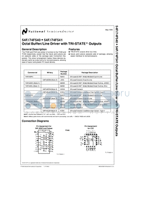 74F540PC datasheet - Octal Buffer/Line Driver with TRI-STATE Outputs