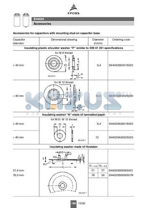 B44020A0001B025 datasheet - Accessories for capacitors with mounting stud on capacitor base