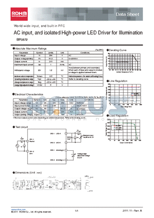 BP5872 datasheet - World wide input, and built in PFC AC input, and isolated High-power LED Driver for Illumination