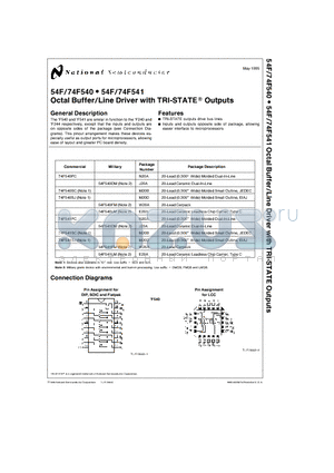 74F541SC datasheet - Octal Buffer/Line Driver with TRI-STATE Outputs