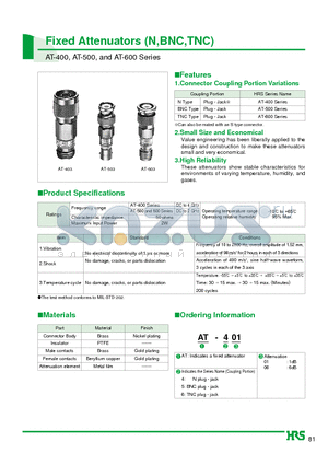 AT-401 datasheet - Fixed Attenuators (N,BNC,TNC)