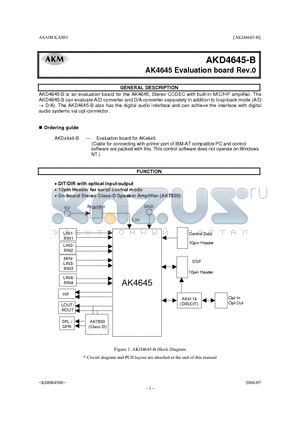 AKD4645-B datasheet - Stereo CODEC with built-in MIC/HP amplifier