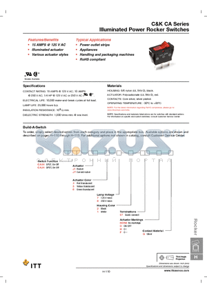 CA04J138107DQ datasheet - Illuminated Power Rocker Switches