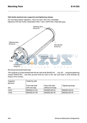 B44033-A2143 datasheet - Half shells (semicircular supports) and tightening clamps