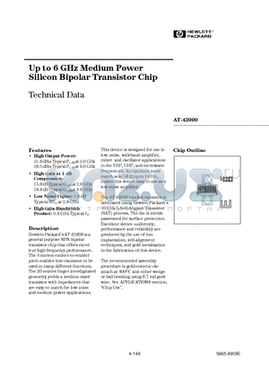 AT-42000-GP4 datasheet - Up to 6 GHz Medium Power Up to 6 GHz Medium Power