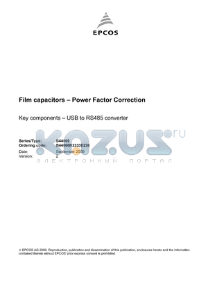 B44066 datasheet - Film capacitors - Power Factor Correction
