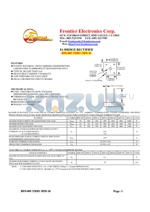 BP8-06 datasheet - 8A BRIDGE RECTIFIER