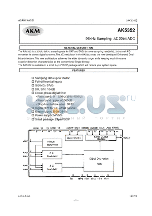 AKD5351 datasheet - 96kHz Sampling  20bit ADC