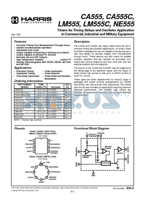 CA0555CT datasheet - Timers for Timing Delays and Oscillator Application in Commercial, Industrial and Military Equipment