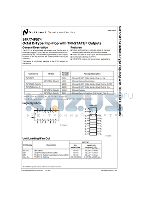 74F574PC datasheet - Octal D-Type Flip-Flop with TRI-STATE Outputs