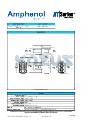 AT04-12PA-EC01 datasheet - Recpt, 12 Way, Enhanced A Key and END CAP