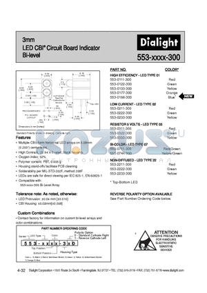 521-9210 datasheet - LED CBI Circuit Board Indicator Bi-level