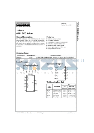 74F583PC datasheet - 4-Bit BCD Adder