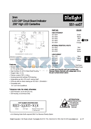521-9211 datasheet - 3mm LED CBI Circuit Board Indicator 200 High LED Centerline