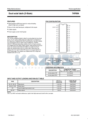 74F604 datasheet - Dual octal latch 3-State