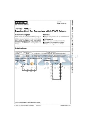 74F623PC datasheet - Inverting Octal Bus Transceiver with 3-STATE Outputs