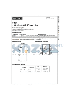 74F64 datasheet - 4-2-3-2-Input AND-OR-Invert Gate