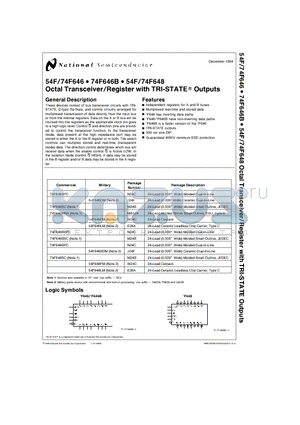 74F646BFMX datasheet - Octal Transceiver/Register with TRI-STATE Outputs