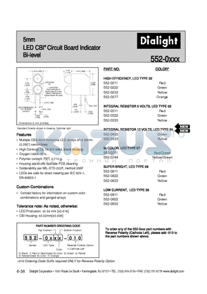 521-9320 datasheet - 5mm LED CBI Circuit Board Indicator Bi-level