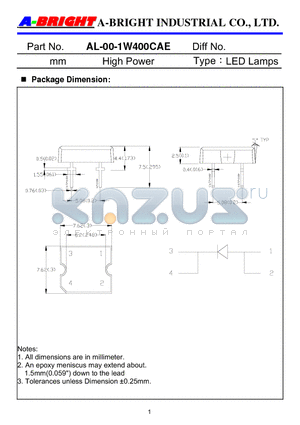 AL-00-1W400CAE datasheet - High Power-LED Lamps