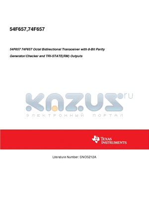 74F657 datasheet - 54F657 74F657 Octal Bidirectional Transceiver with 8-Bit Parity Generator/Checker and TRI-STATE(RM) Outputs