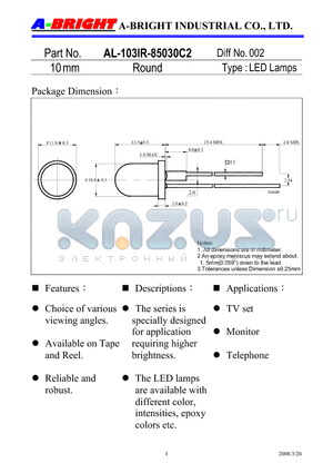 AL-103IR-85030C2_08 datasheet - 10mm Round LED Lamps