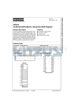 74F676 datasheet - 16-Bit Serial/Parallel-In, Serial-Out Shift Register
