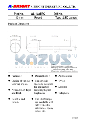 AL-103TRC_09 datasheet - 10 mm Round LED Lamps