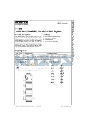 74F676_02 datasheet - 16-Bit Serial/Parallel-In, Serial-Out Shift Register