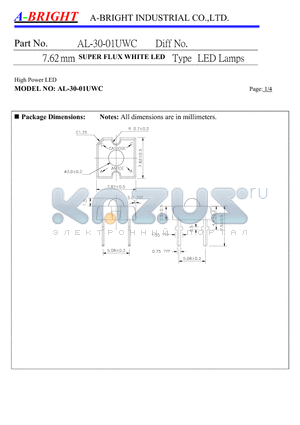 AL-30-01UWC datasheet - SUPER FLUX WHITE LED