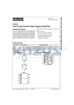 74F74PCX datasheet - Dual D-Type Positive Edge-Triggered Flip-Flop