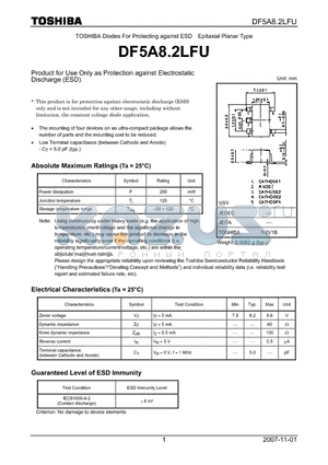 DF5A8.2LFU datasheet - Product for Use Only as Protection against Electrostatic Discharge (ESD).