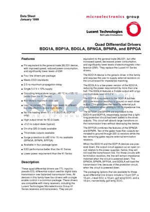 BPNGA16E-TR datasheet - Quad Differential Drivers BDG1A, BDP1A, BDGLA, BPNGA, BPNPA, and BPPGA