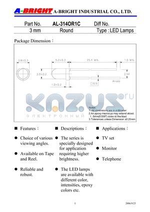 AL-314OR1C_06 datasheet - 3 mm Round LED Lamps